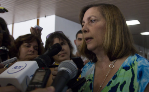Vidal, talking to reporters after her National Assembly report