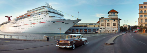 Cruise tourism rose more than four times from last year. Carnival Paradise in Havana.